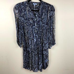 Joie 100% Silk Paisley Pussy Bow Mini Tunic Dress